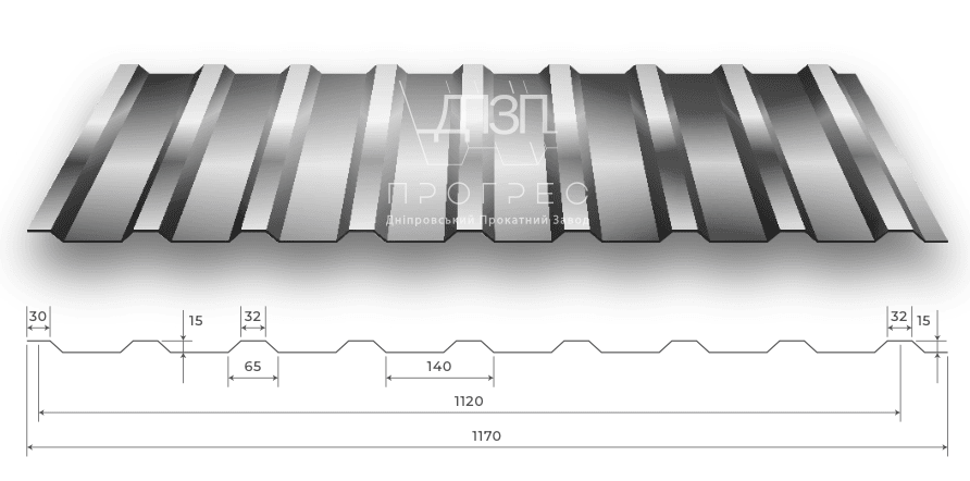 Corrugated steel sheeting C-15, photo 1